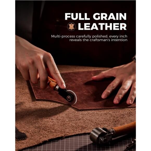 Bifold Full Grain Leather AirTag Wallet for Men, Minimalist Front Pocket Wallet - Picture 5 of 7